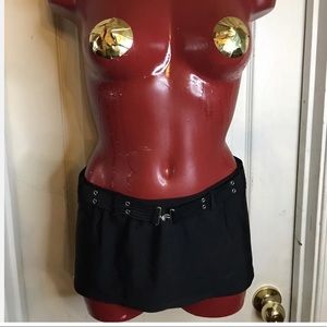 LA BLANCA BIKINI BOTTOM -ROD BEATTIE- BLACK- MINI SKORT STYLE- SIZE 10